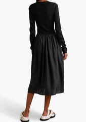 Stella McCartney Lingerie - Cutout stretch-knit and gathered silk-satin midi dress - Black - IT 42