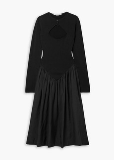 Stella McCartney Lingerie - Cutout stretch-knit and gathered silk-satin midi dress - Black - IT 42