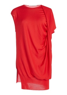 Stella McCartney - Draped Knit Wool-Blend Top - Red - L - Moda Operandi