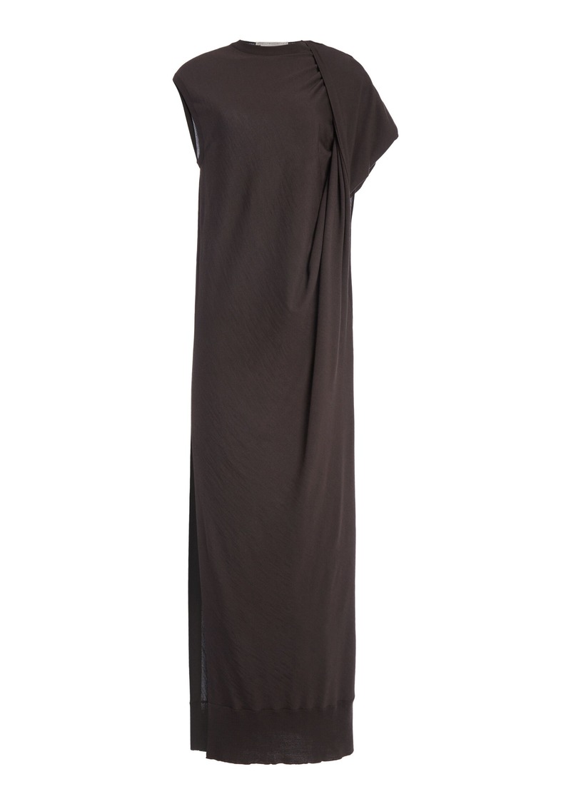 Stella McCartney - Draped Knit Wool Maxi Dress - Brown - M - Moda Operandi