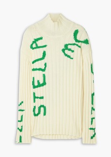 Stella McCartney Lingerie - Ed Curtis ribbed jacquard-knit wool-blend turtleneck sweater - White - XXS