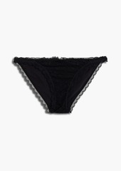 Stella McCartney - Ella Shining corded lace and charmeuse low-rise briefs - Black - L