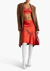Stella McCartney Lingerie - Embroidered tulle-trimmed satin skirt - Orange - IT 38