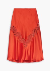 Stella McCartney Lingerie - Embroidered tulle-trimmed satin skirt - Orange - IT 38