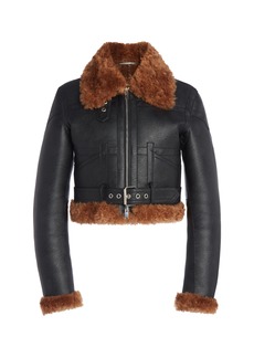 Stella McCartney - Fitted Eco-Leather Aviator Jacket - Black - IT 38 - Moda Operandi