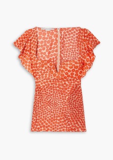 Stella McCartney Lingerie - Floral-print silk-habotai top - Orange - IT 36