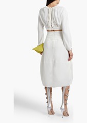 Stella McCartney Lingerie - Gathered cutout crepe midi dress - White - IT 36