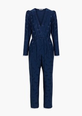 Stella McCartney Lingerie - Gathered silk-blend satin-jacquard jumpsuit - Blue - IT 40