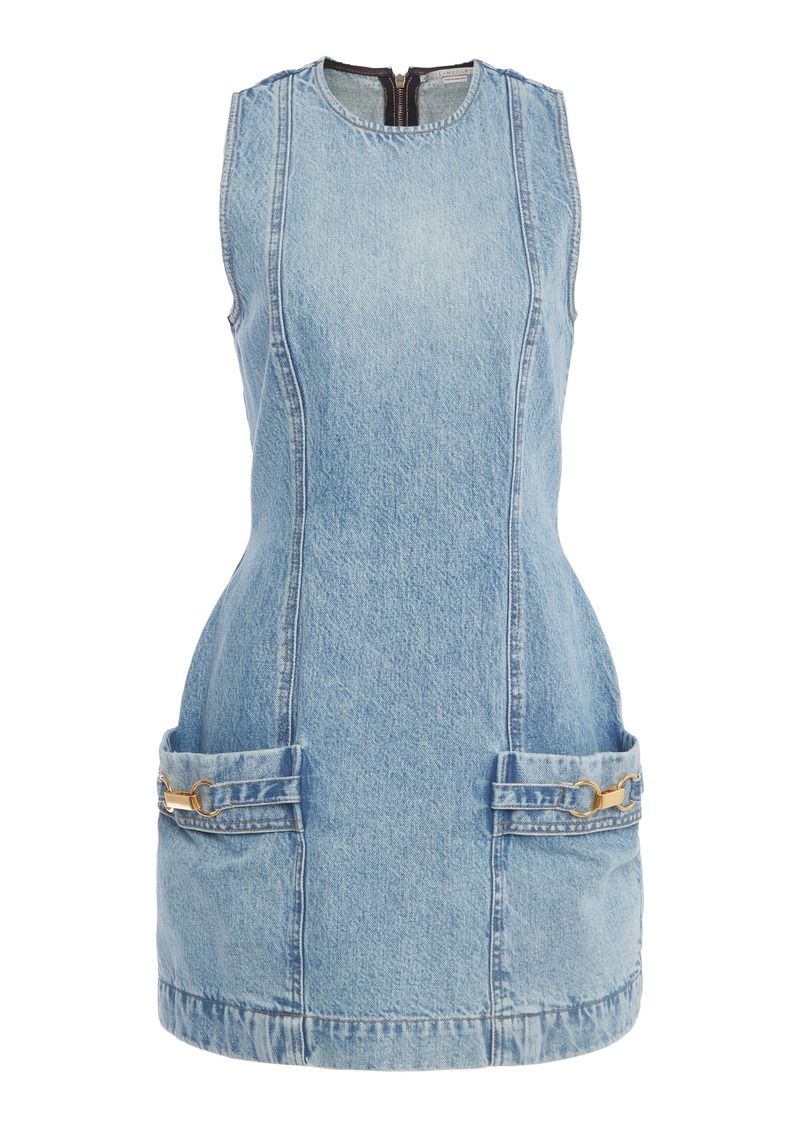 Stella McCartney - Hardware-Detailed Denim Mini Dress - Light Wash - S - Moda Operandi