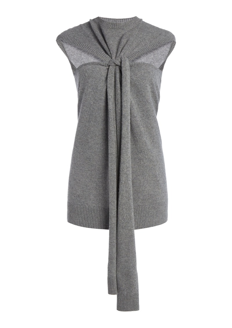 Stella McCartney - Knotted Regenerated Cashmere-Wool Top - Grey - XS - Moda Operandi