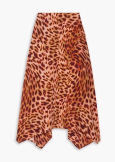 Stella McCartney Lingerie - Naya leopard-print silk crepe de chine midi skirt - Orange - IT 36