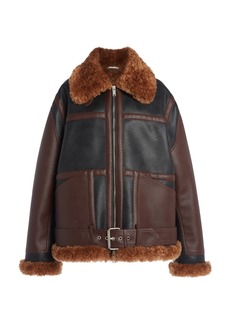 Stella McCartney - Oversized Eco-Leather Aviator Jacket - Black - IT 44 - Moda Operandi