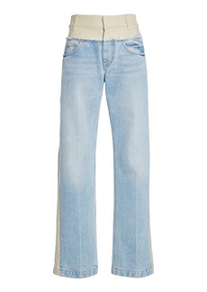 Stella McCartney - Paneled Denim and Twill Wide-Leg Jeans - Light Wash - 28 - Moda Operandi