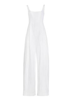 Stella McCartney - Pleated Linen-Cotton Corset Jumpsuit - White - IT 40 - Moda Operandi