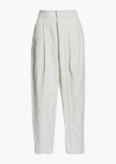 Stella McCartney Lingerie - Pleated slub twill tapered pants - White - IT 36