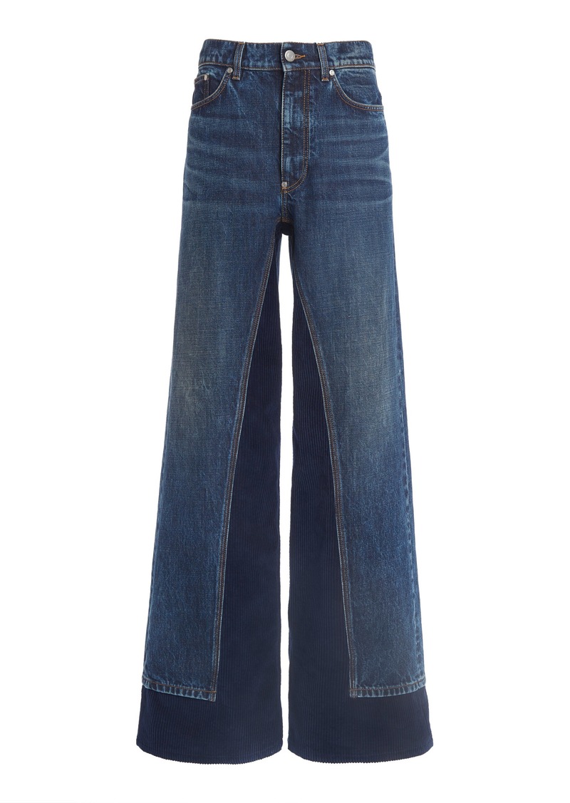 Stella McCartney - Reworked Rigid High-Rise Wide-Leg Jeans - Dark Wash - 28 - Moda Operandi