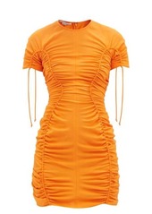 Stella Mccartney - Ruched Drawstring Jersey Dress - Womens - Orange