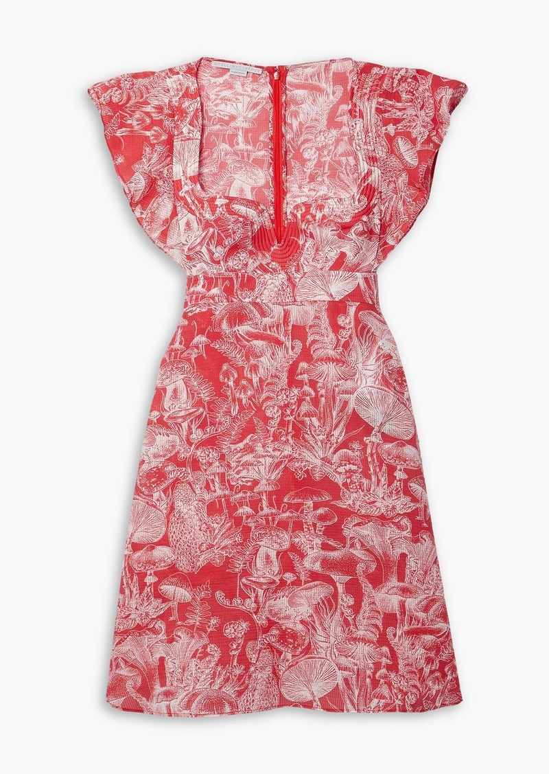 Stella McCartney Lingerie - Ruffled printed silk and cotton-blend organza mini dress - Red - IT 34