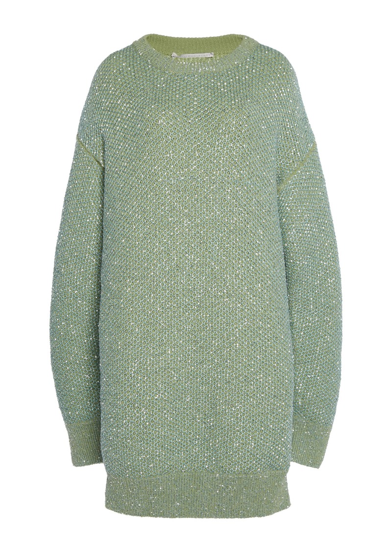 Stella McCartney - Sequined Wool-Blend Mini Sweater Dress - Green - IT 44 - Moda Operandi
