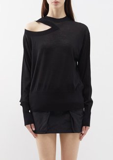 Stella Mccartney - Shoulder-cutout Wool Sweater - Womens - Black