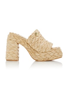 Stella McCartney - Skyla Woven Raffia Platform Mules - Neutral - IT 38 - Moda Operandi