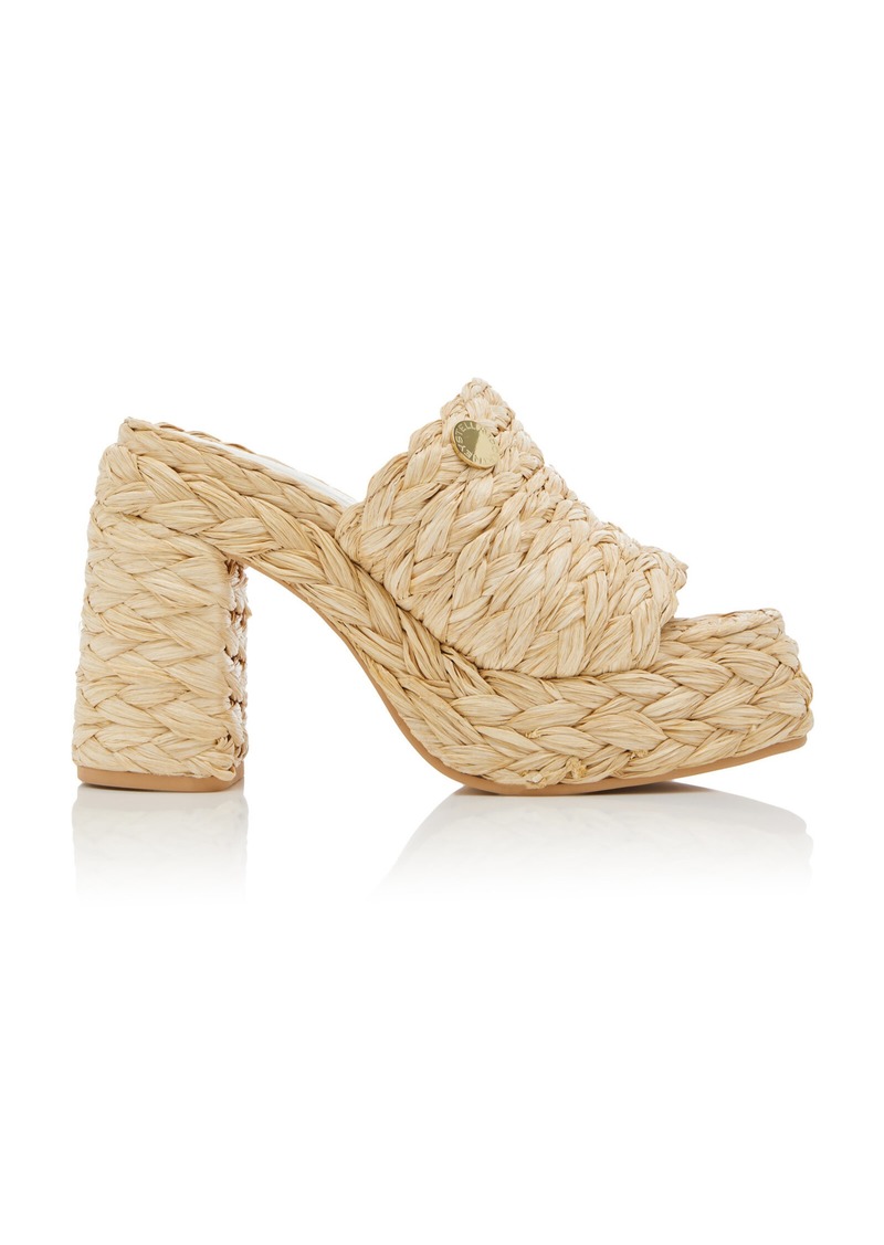 Stella McCartney - Skyla Woven Raffia Platform Mules - Neutral - IT 41 - Moda Operandi