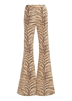 Stella McCartney - Tiger-Print Jersey Flare Pants - Print - L - Moda Operandi