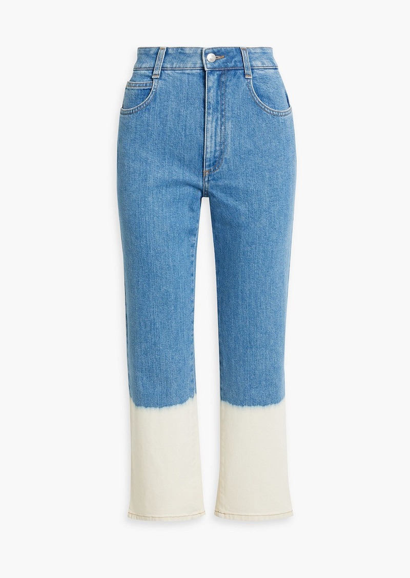 Stella McCartney Lingerie - Two-tone high-rise straight-leg jeans - Blue - 25