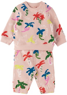 Stella McCartney Baby Pink Palm Tree Sweatshirt & Sweatpants Set