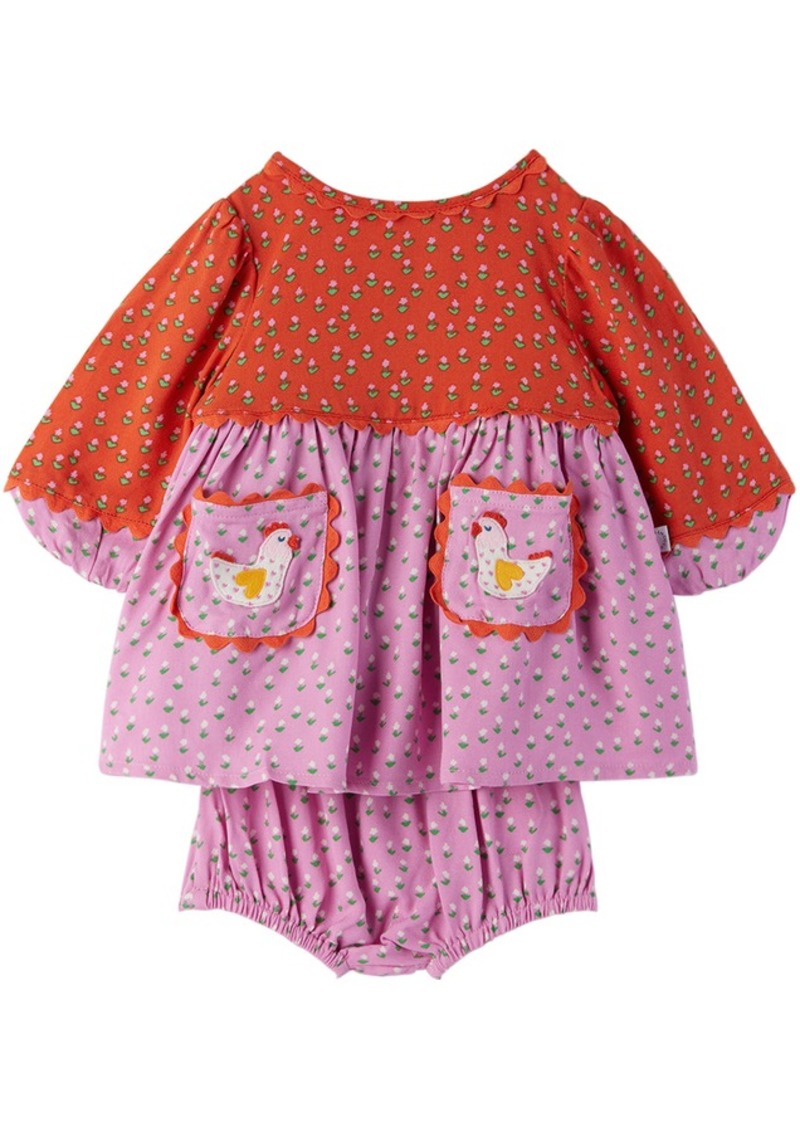 Stella McCartney Baby Purple & Red Ditsy Flowers Dress & Bloomers Set