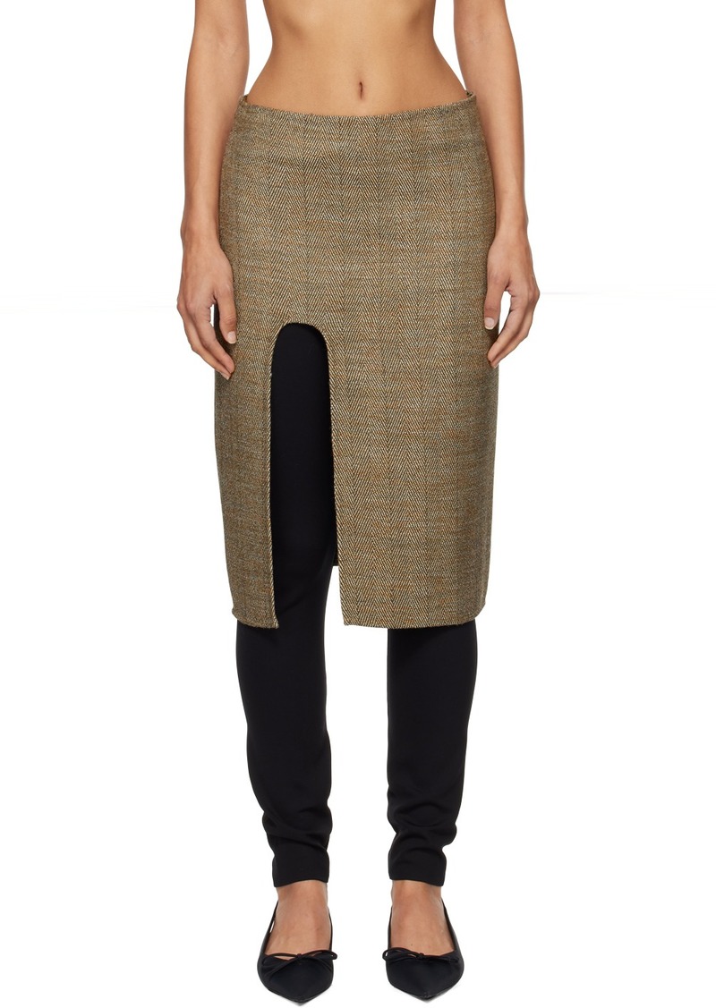 Stella McCartney Beige Side-Slit Tweed Midi Skirt