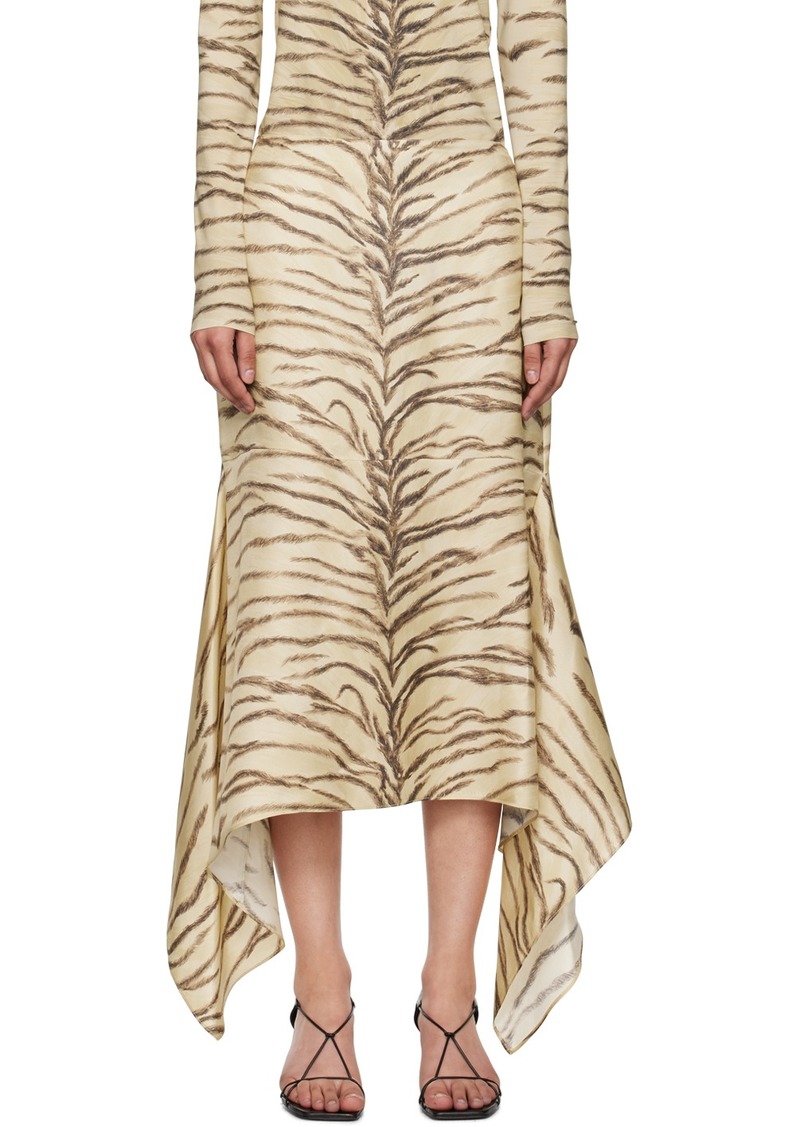 Stella McCartney Beige Tiger Print Midi Skirt