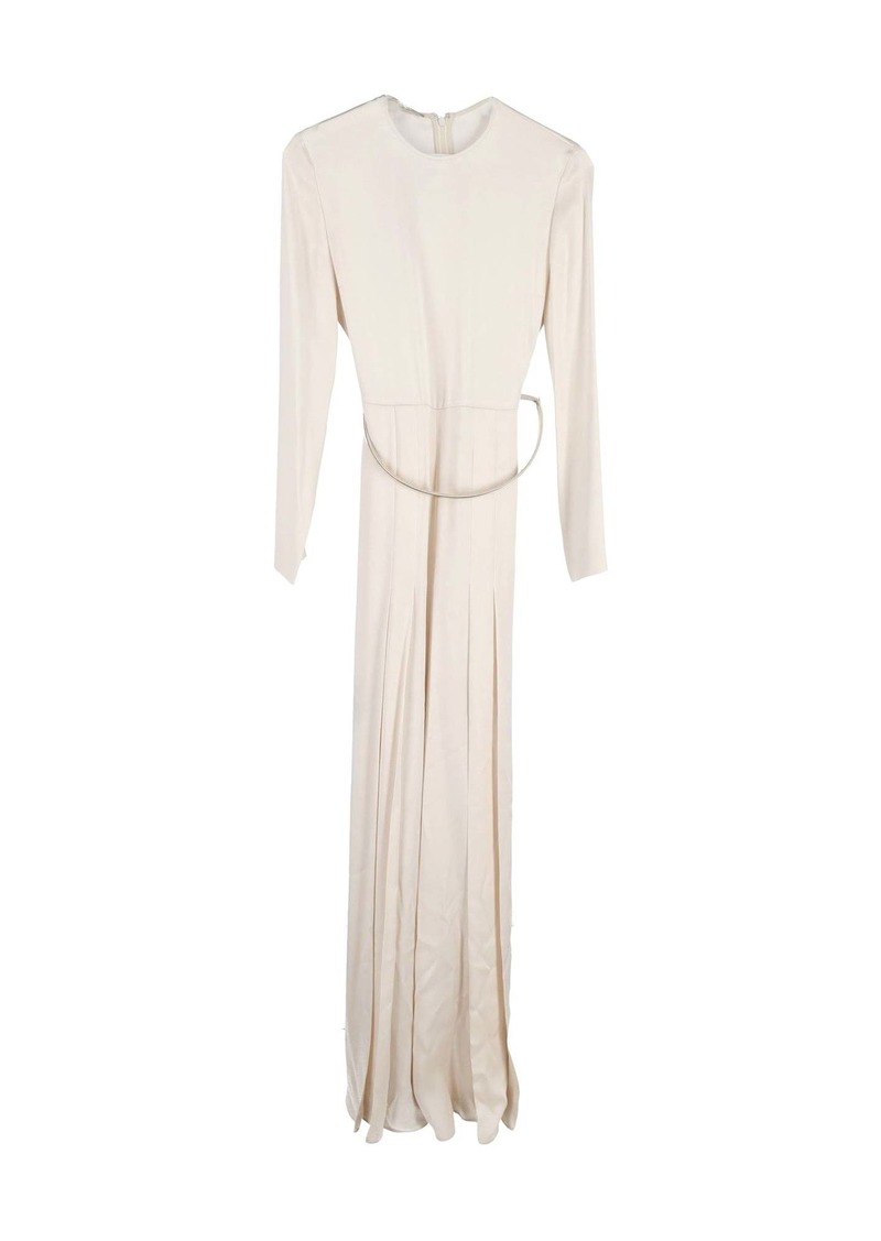 Stella McCartney Belted Long-Sleeve Jumpsuit in Cream Silk