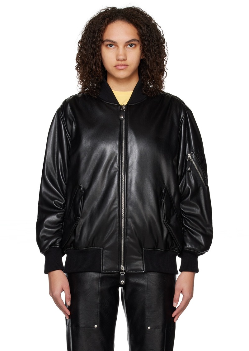 Stella McCartney Black Alter Mat Faux-Leather Bomber Jacket