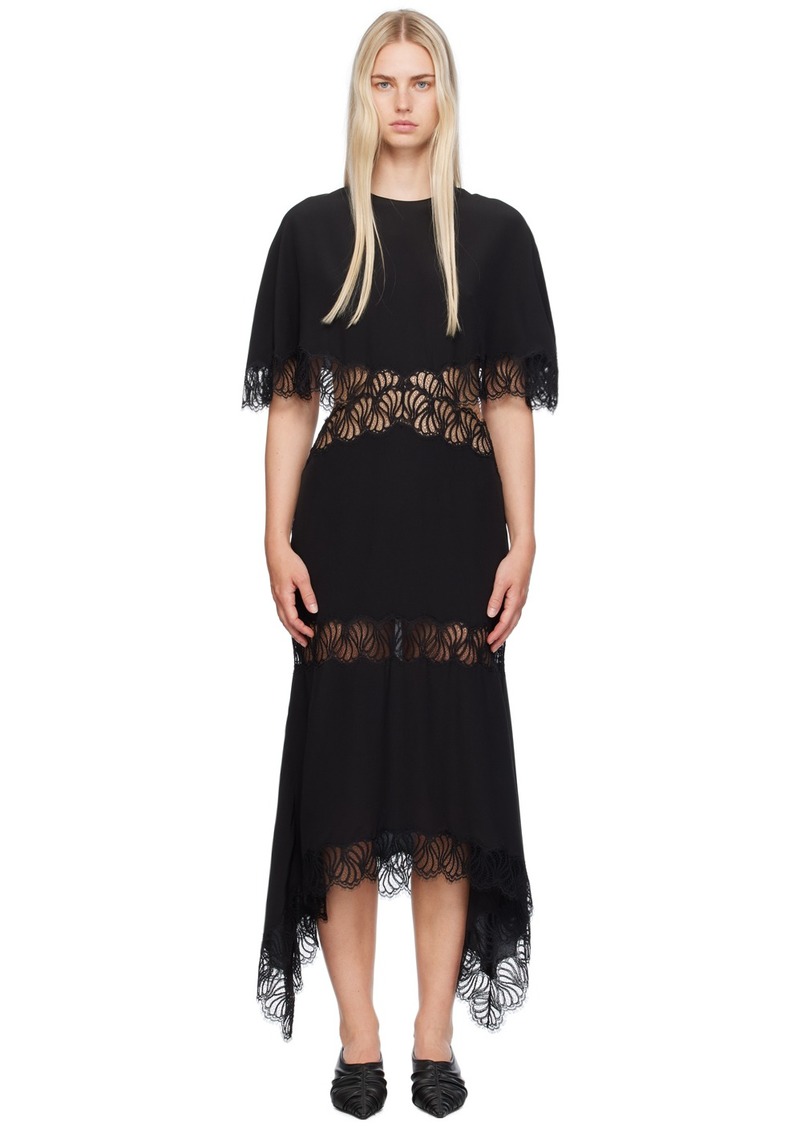 Stella McCartney Black Asymmetric Lace Maxi Dress