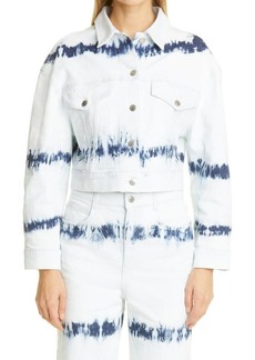 Stella McCartney Bleach Tie Dye Stripe Stretch Organic Cotton Denim Crop Jacket in 4502 4502 at Nordstrom