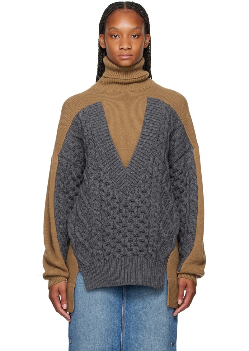 Stella McCartney Brown & Gray Paneled Turtleneck