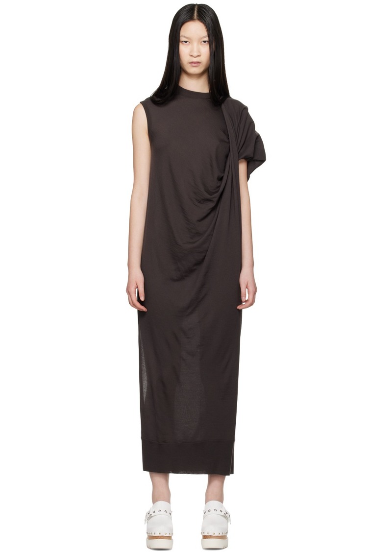 Stella McCartney Brown Asymmetric Draped Maxi Dress