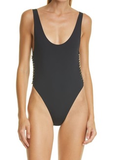 Stella McCartney Chain Detail One-Piece Swimsuit in Black at Nordstrom