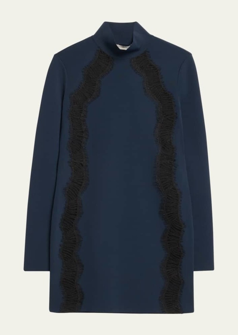 Stella McCartney Compact Knit Mini Dress with Lace Details