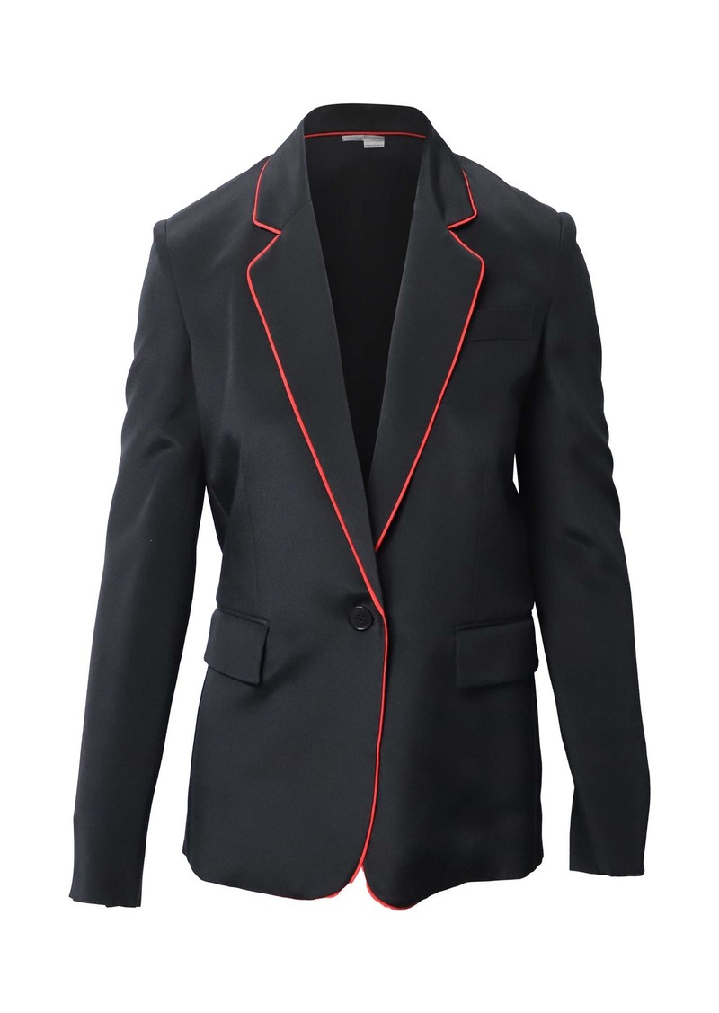 Stella McCartney Contrast Piping Blazer Jacket in Black Silk