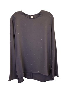 Stella McCartney Crystal-Embellished Crepe de Chine Top in Grey Rayon