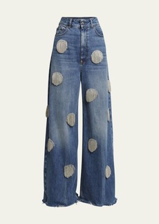Stella McCartney Crystal Fringe Dot Wide Leg Jeans