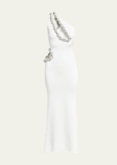 Stella McCartney Crystal Rope Cutout One-Shoulder Gown