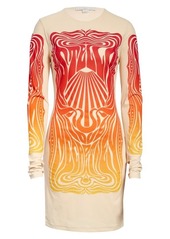 Stella McCartney Fluid Long Sleeve Velvet Body-Con Minidress in 6507 Multicolor Red at Nordstrom