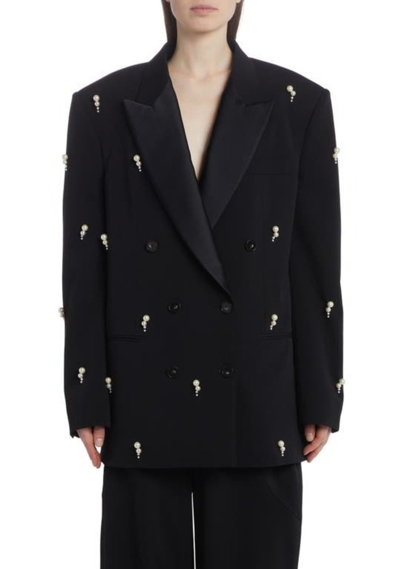 Stella McCartney Imitation Pearl Detail Stretch Wool Jacket
