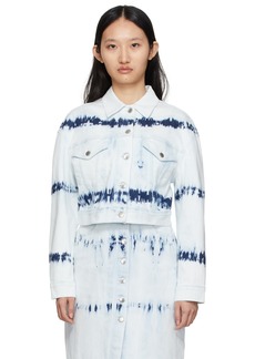 Stella McCartney Indigo Stripe Tie-Dye Cropped Denim Jacket