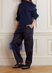 Stella McCartney Lingerie - Asymmetric embellished ribbed cashmere and wool-blend sweater - Blue - IT 34