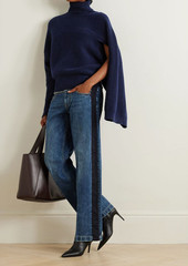 Stella McCartney Lingerie - Cape-effect ribbed cashmere and wool-blend turtleneck sweater - Blue - XXS