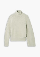 Stella McCartney Lingerie - Cape-effect ribbed cashmere and wool-blend turtleneck sweater - Blue - XXS